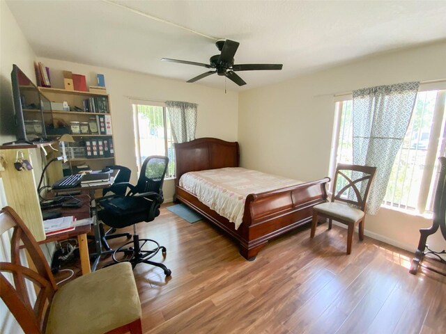 2643 Pine Ridge Way S Unit A1, Palm Harbor, FL 34684 - bedroom with wood finished floors and a ceiling fan