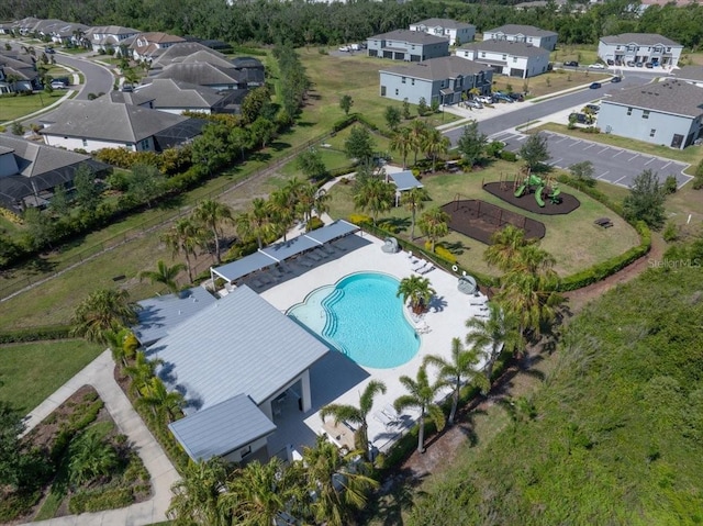 drone / aerial view featuring a residential view