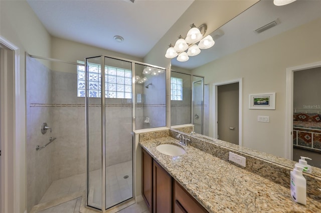 3315 Granite Ridge Loop, Land O Lakes, FL 34638 - full bath with a healthy amount of sunlight, a stall shower, and visible vents