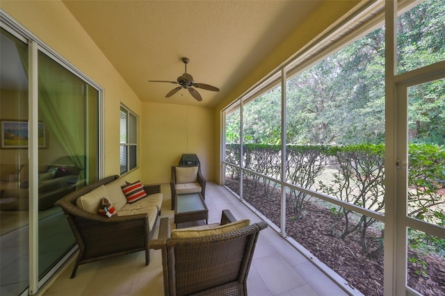 3315 Granite Ridge Loop, Land O Lakes, FL 34638 - sunroom / solarium with an outdoor living space, a water view, and ceiling fan