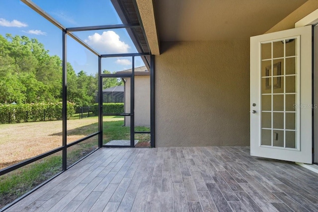 view of unfurnished sunroom