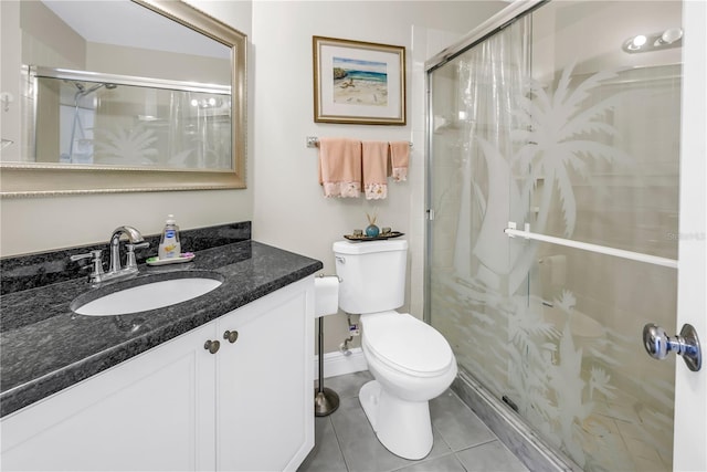 6011 Bahia Del Mar Blvd Unit 158, Saint Petersburg, FL 33715 - bathroom with vanity, toilet, a shower stall, and tile patterned floors