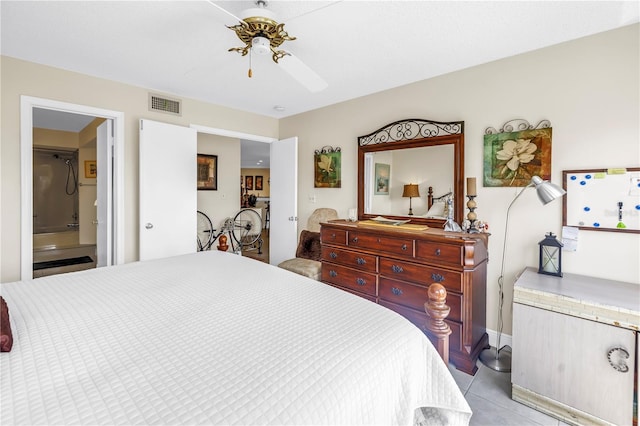 6011 Bahia Del Mar Blvd Unit 158, Saint Petersburg, FL 33715 - bedroom with light tile patterned floors, connected bathroom, and a ceiling fan