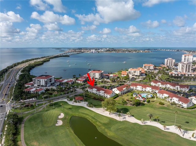 6011 Bahia Del Mar Blvd Unit 158, Saint Petersburg, FL 33715 - aerial overview of property's location featuring a nearby body of water, apartment complex, and a golf club