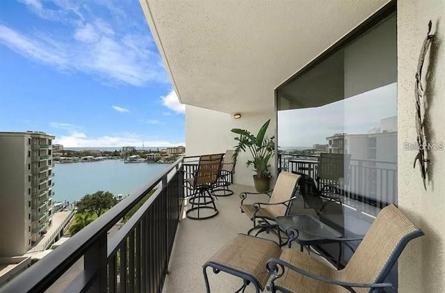 balcony with a water view