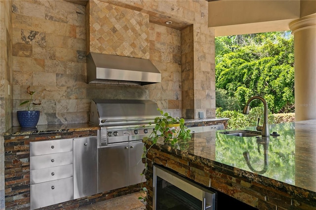 1102 Merry Water Dr, Lutz, FL 33548 - view of patio / terrace with an outdoor kitchen, a sink, area for grilling, and beverage cooler
