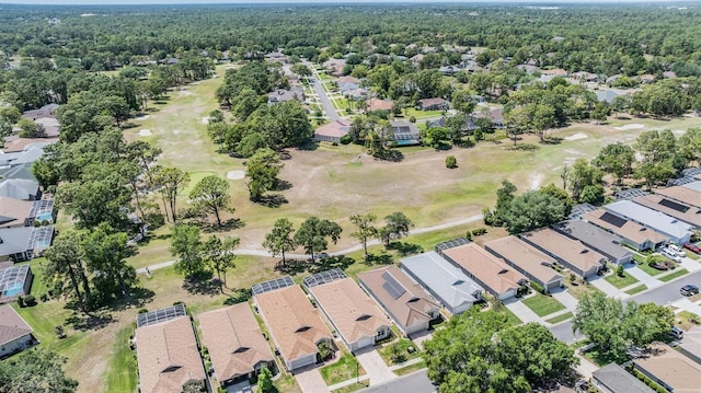 aerial view featuring a residential view and view of golf course