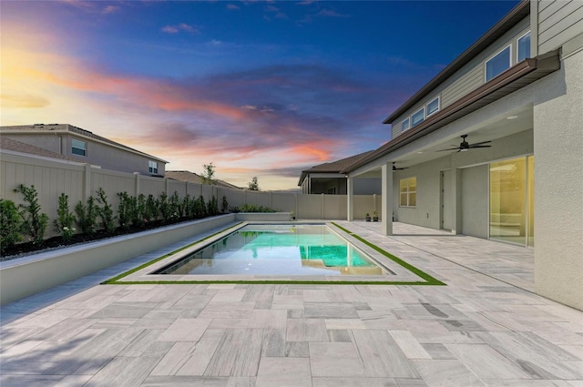 13071 Willow Grove Dr, Riverview, FL 33579 - view of pool with a fenced backyard, a fenced in pool, ceiling fan, and a patio area