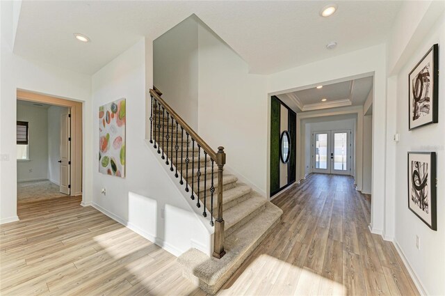 13071 Willow Grove Dr, Riverview, FL 33579 - foyer with baseboards, stairs, and wood finished floors