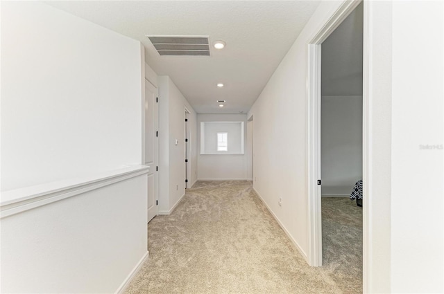13071 Willow Grove Dr, Riverview, FL 33579 - hall with visible vents, recessed lighting, baseboards, and light carpet