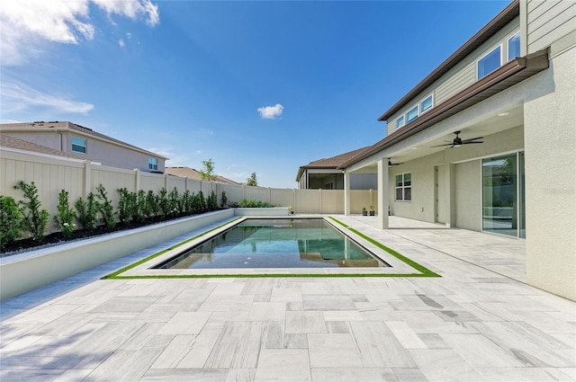 13071 Willow Grove Dr, Riverview, FL 33579 - view of pool with a patio, a fenced backyard, ceiling fan, and a fenced in pool