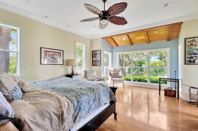 16470 Oakview Cir, Alva, FL 33920 - bedroom with lofted ceiling with beams and light wood-style floors
