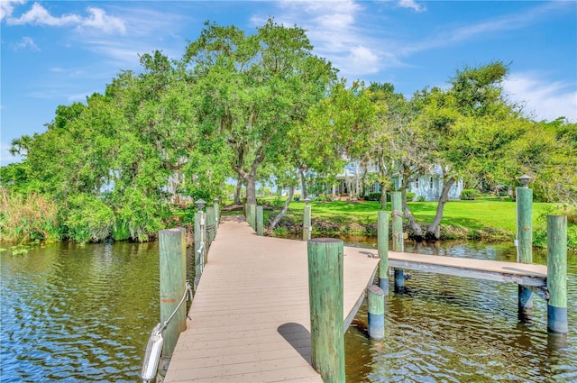 16470 Oakview Cir, Alva, FL 33920 - view of dock with a yard and a water view