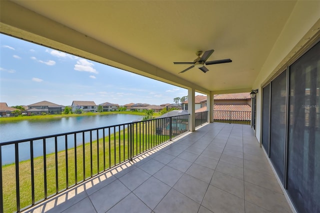 11909 Climbing Fern Ave, Riverview, FL 33579 - balcony featuring a residential view, a water view, and ceiling fan