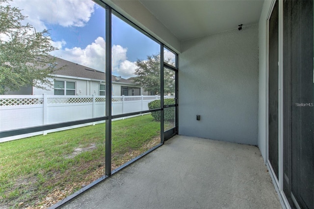 view of unfurnished sunroom