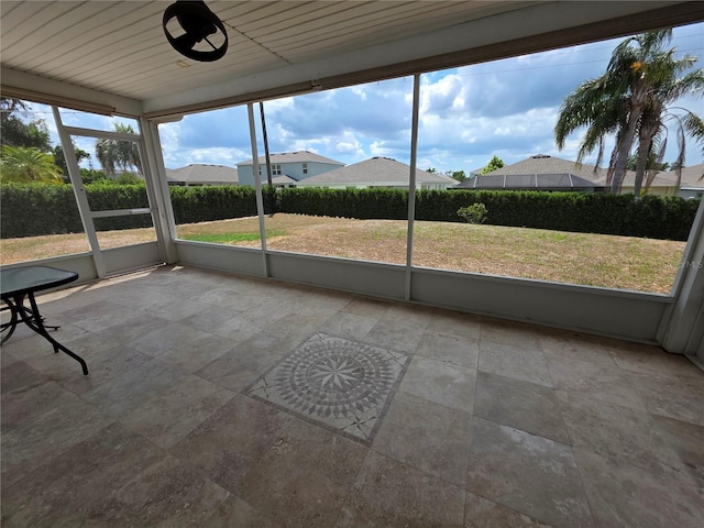 view of unfurnished sunroom