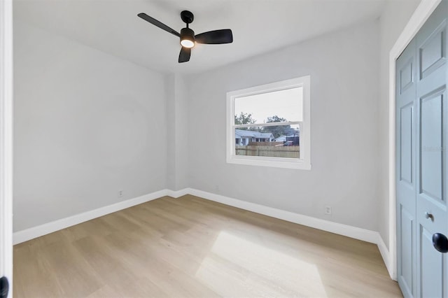 1045 22nd Ave N, Saint Petersburg, FL 33704 - unfurnished bedroom with light wood-type flooring, baseboards, ceiling fan, and a closet
