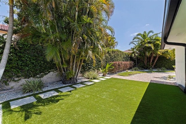 view of yard with a fenced backyard