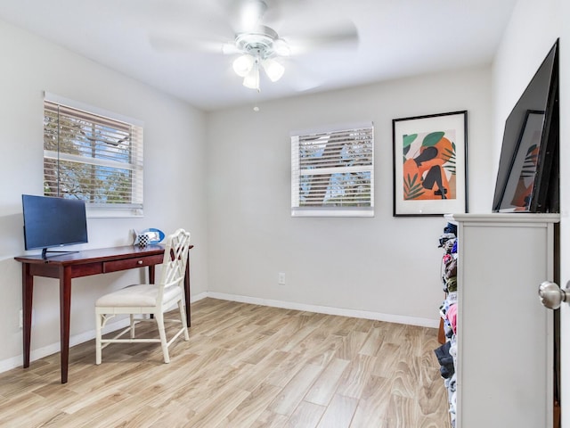 1700 25th St N, Saint Petersburg, FL 33713 - office area featuring baseboards, a ceiling fan, and wood finished floors