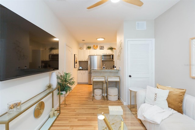 10473 Villa View Cir, Tampa, FL 33647 - living area with light wood-style flooring and ceiling fan