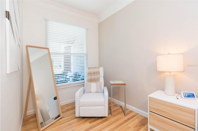 10473 Villa View Cir, Tampa, FL 33647 - living area featuring baseboards, ornamental molding, and light wood finished floors