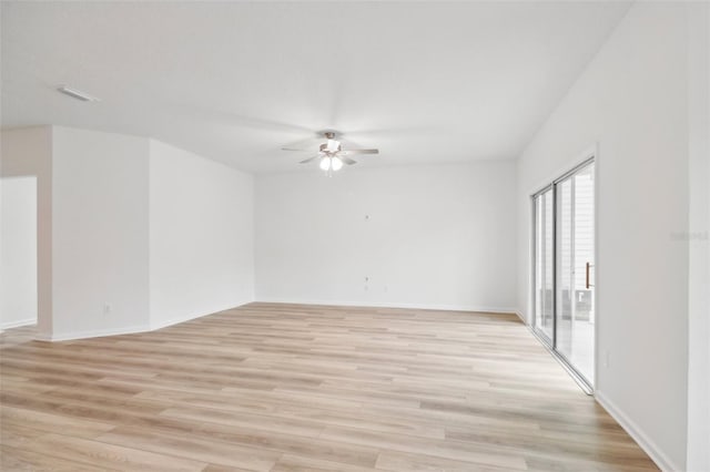 4810 Prime Ter, North Port, FL 34286 - empty room featuring visible vents, ceiling fan, baseboards, and light wood-style floors