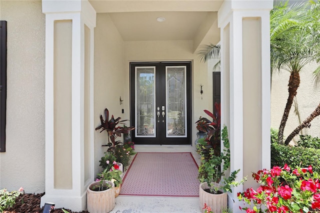 3243 Watermark Dr, Wesley Chapel, FL 33544 - view of exterior entry featuring stucco siding and french doors