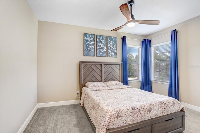 3243 Watermark Dr, Wesley Chapel, FL 33544 - bedroom with baseboards, a ceiling fan, and carpet floors