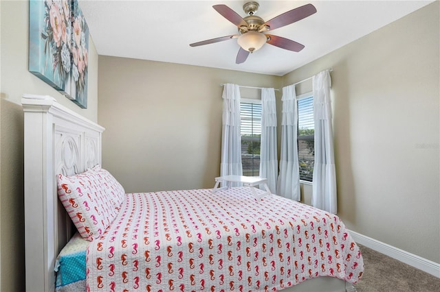 3243 Watermark Dr, Wesley Chapel, FL 33544 - bedroom with carpet, baseboards, and a ceiling fan