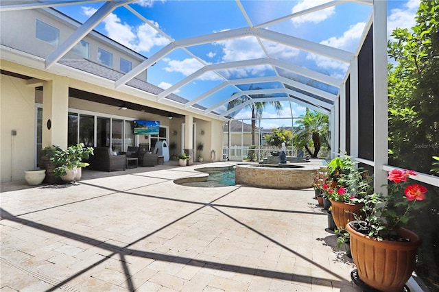 3243 Watermark Dr, Wesley Chapel, FL 33544 - exterior space featuring an outdoor hangout area and a ceiling fan