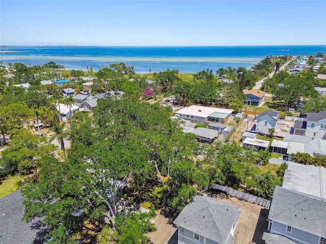 bird's eye view with a residential view and a water view