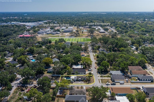 aerial view with a residential view