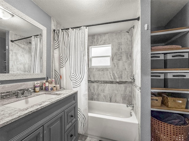 2235 Burlington Ave N, Saint Petersburg, FL 33713 - full bath with vanity, a textured ceiling, and shower / tub combo with curtain