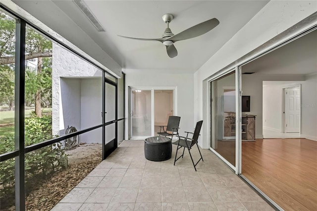 4175 Northmeadow Cir Unit 4175, Tampa, FL 33618 - sunroom with ceiling fan and french doors