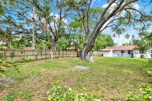 view of yard featuring a fenced backyard