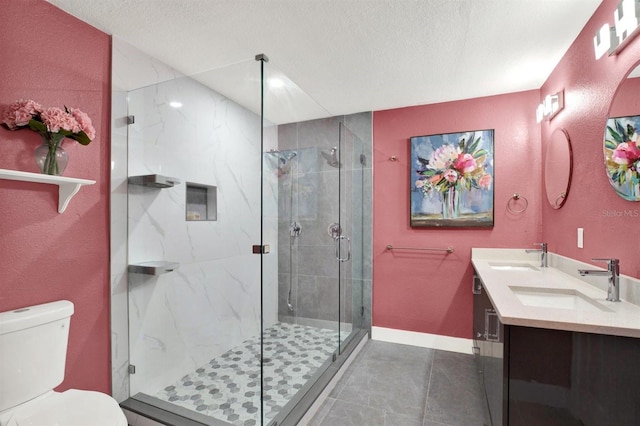 4310 S Coolidge Ave, Tampa, FL 33611 - bathroom with toilet, baseboards, a sink, and a stall shower