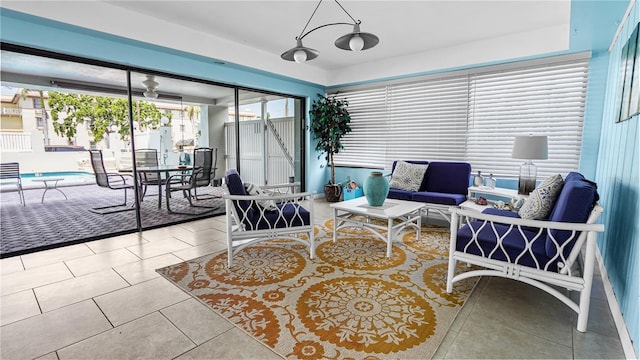interior space featuring tile patterned flooring
