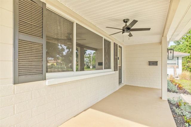 view of patio with a ceiling fan