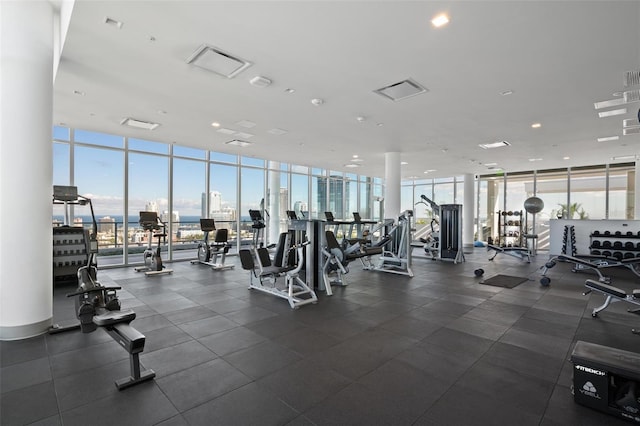 777 3rd Ave N Unit 1403, Saint Petersburg, FL 33701 - workout area featuring floor to ceiling windows and visible vents