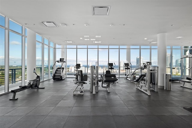 777 3rd Ave N Unit 1403, Saint Petersburg, FL 33701 - gym with a wall of windows, a city view, and a healthy amount of sunlight