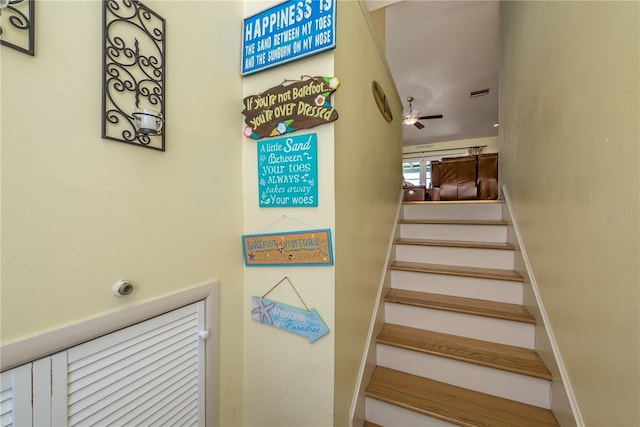 2202 Donato Dr, Belleair Beach, FL 33786 - stairway featuring a ceiling fan