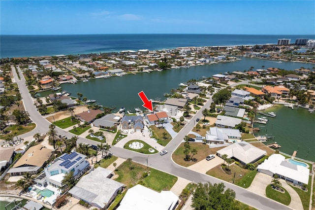 2202 Donato Dr, Belleair Beach, FL 33786 - aerial view featuring a water view and a residential view
