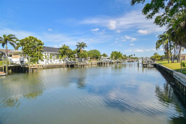 property view of water featuring a dock