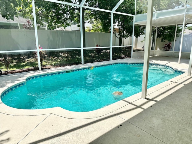 2820 Pankaw Ln, Valrico, FL 33596 - view of swimming pool with a patio, glass enclosure, and a fenced backyard