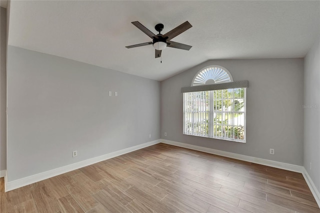1601 Westerly Dr, Brandon, FL 33511 - empty room featuring a ceiling fan, baseboards, wood finished floors, and lofted ceiling