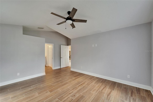 1601 Westerly Dr, Brandon, FL 33511 - unfurnished room with light wood-style flooring, ceiling fan, baseboards, and lofted ceiling