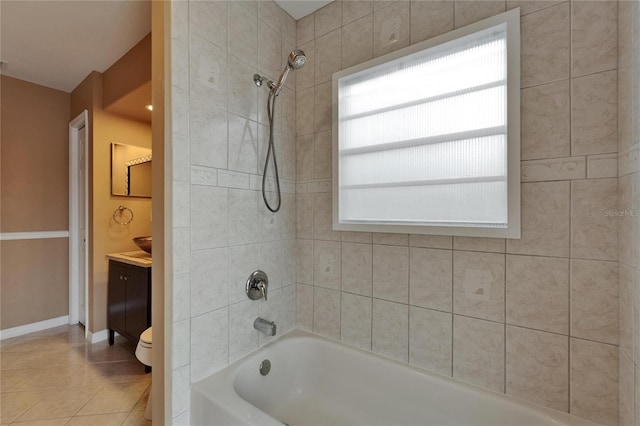 1601 Westerly Dr, Brandon, FL 33511 - full bath featuring vanity, toilet, tile patterned floors, baseboards, and bathing tub / shower combination