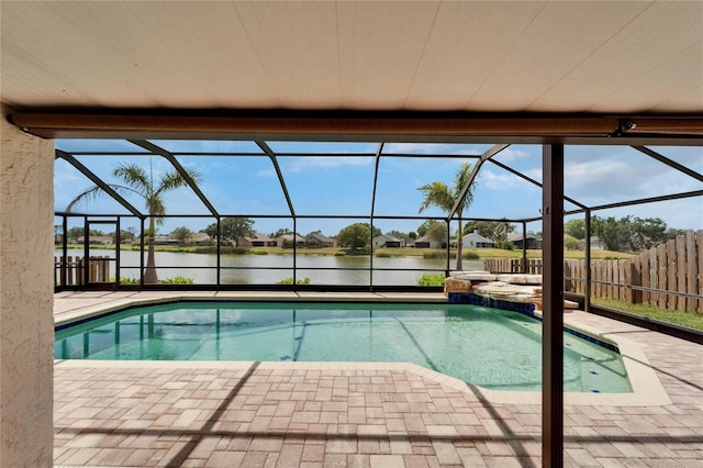 1601 Westerly Dr, Brandon, FL 33511 - outdoor pool with a water view, a patio area, a lanai, and a fenced backyard