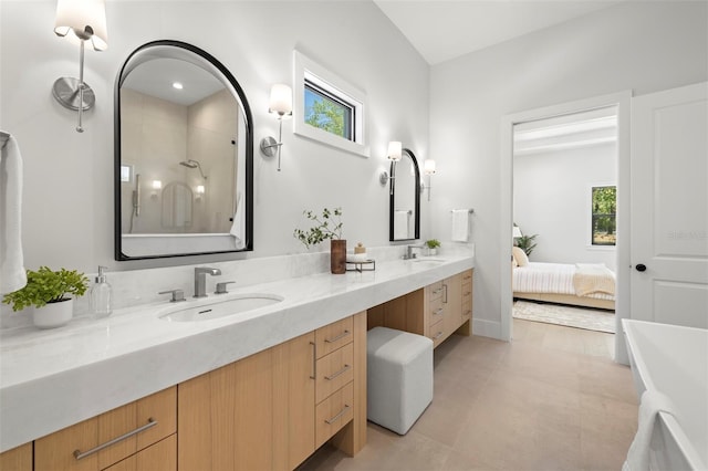2218 S Occident St, Tampa, FL 33629 - ensuite bathroom with double vanity, a sink, ensuite bathroom, and walk in shower