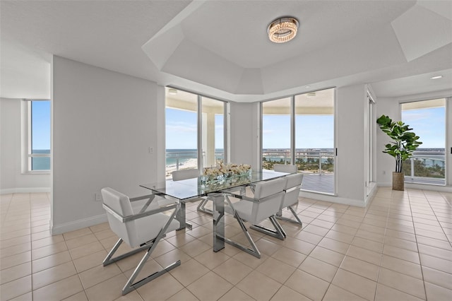 1170 Gulf Blvd Unit 2101, Clearwater Beach, FL 33767 - dining room with plenty of natural light, a water view, and baseboards